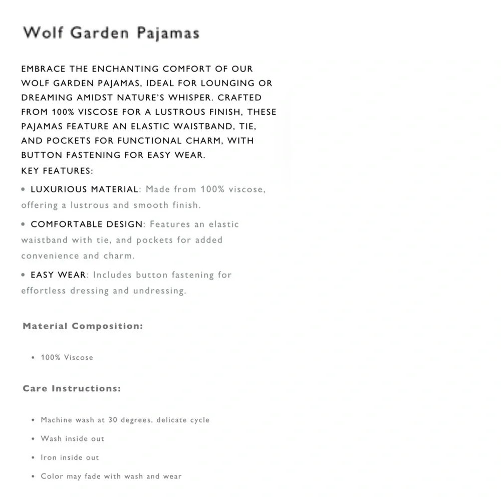 Fable Wolf Garden Pajamas - Picture 14 of 15